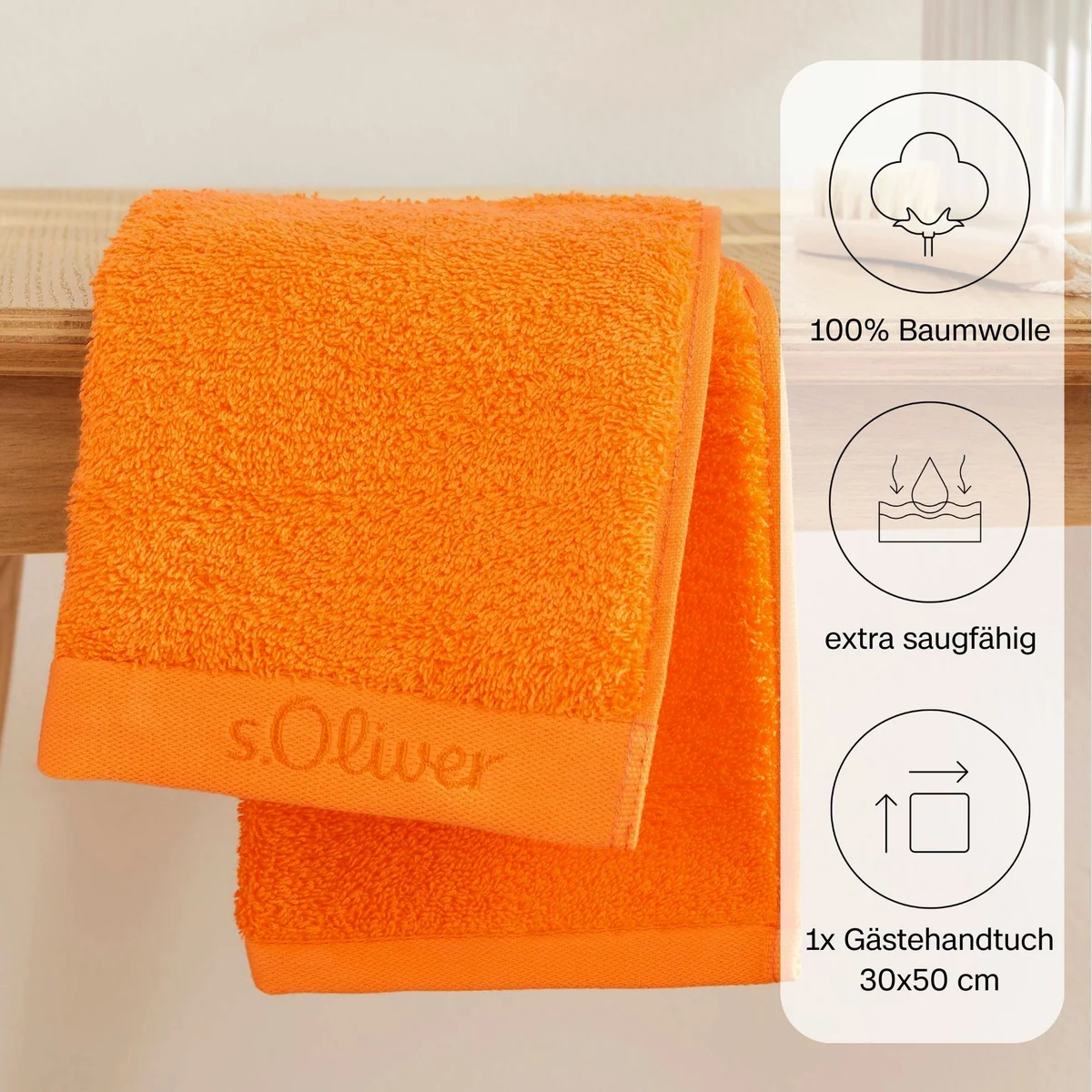 s.Oliver Gästehandtuch, 600 g/m², 100 % Baumwolle, hohe Saugfähigkeit 4