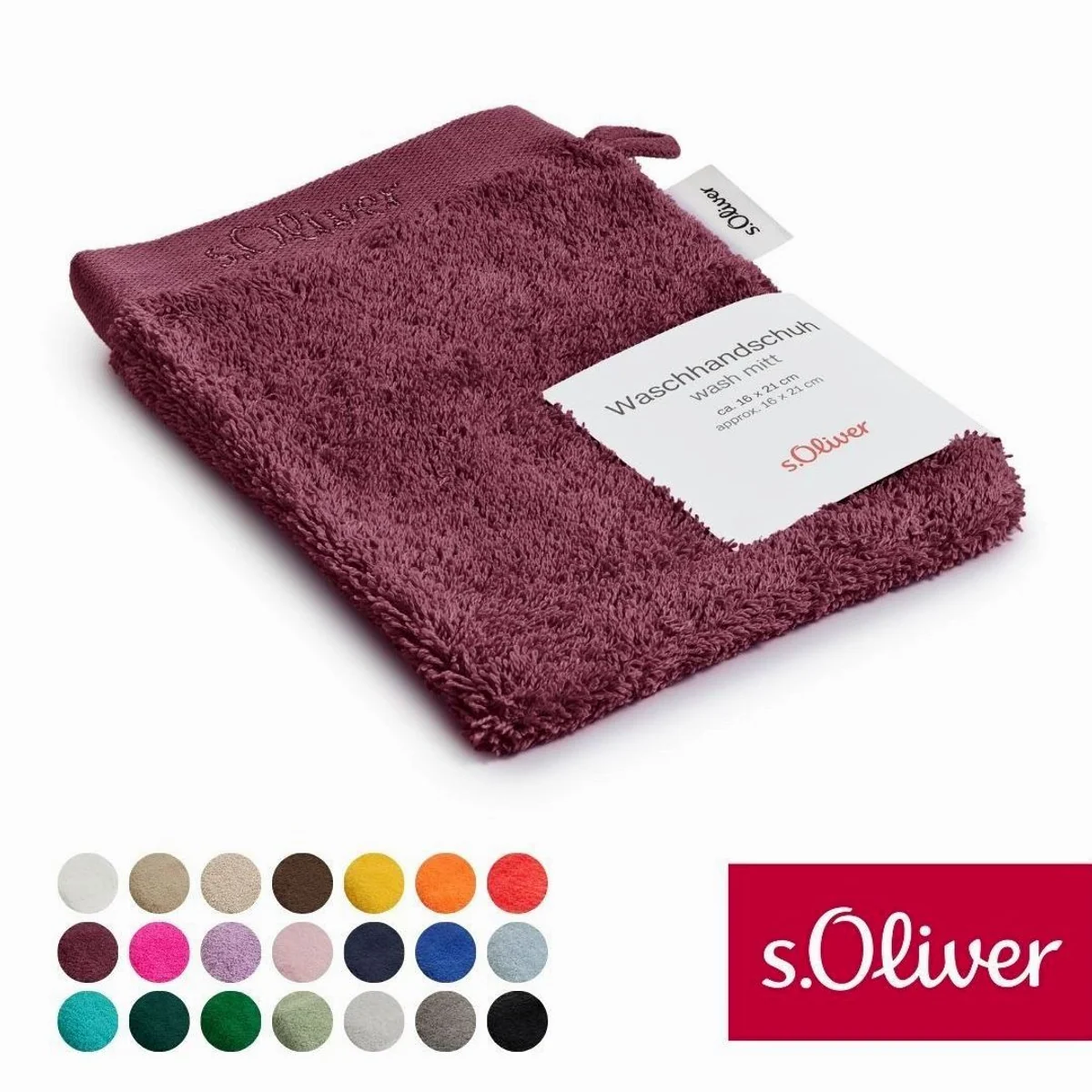 s.Oliver Waschhandschuh, 100% Baumwolle, 600 gr/m², große Farbauswahl