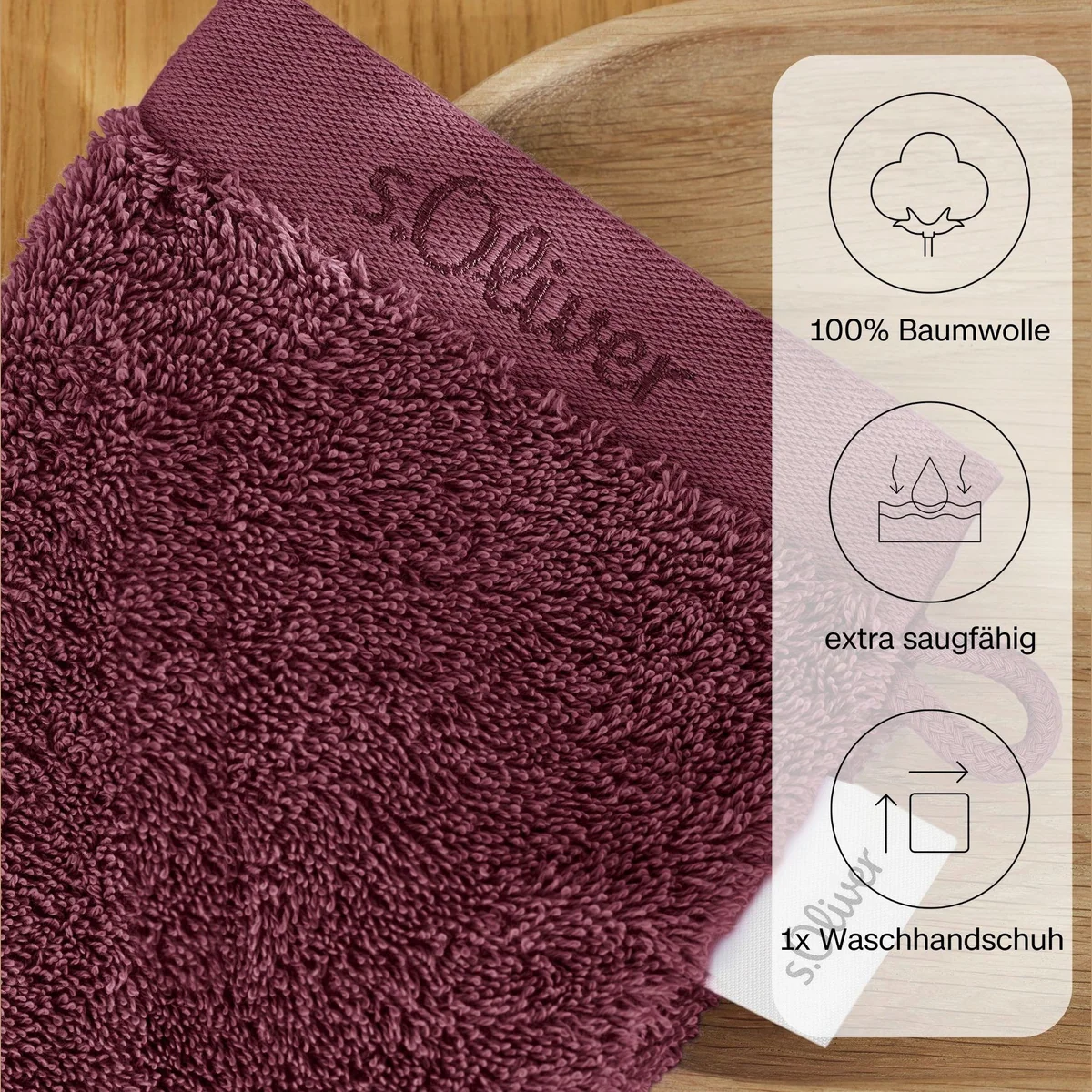 s.Oliver Waschhandschuh, 100% Baumwolle, 600 gr/m², große Farbauswahl 3